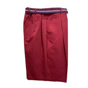Size 12 Russ Sport Women's Burgundy New Chino Golf Shorts 1980s Belt